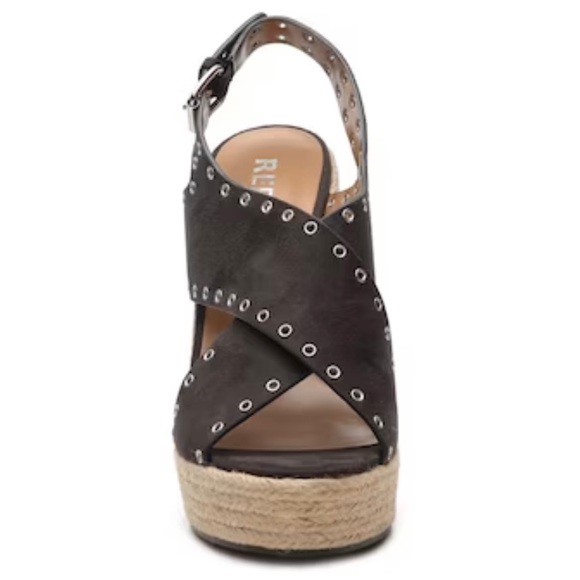 NWOT REPORT Dark Gray Suede Tan Wedges Women’s Size 10 - Picture 2 of 11